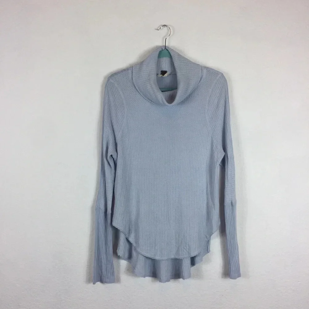 Free People Kristina Drippy Long Sleeve Thermal in Sky Blue Medium
